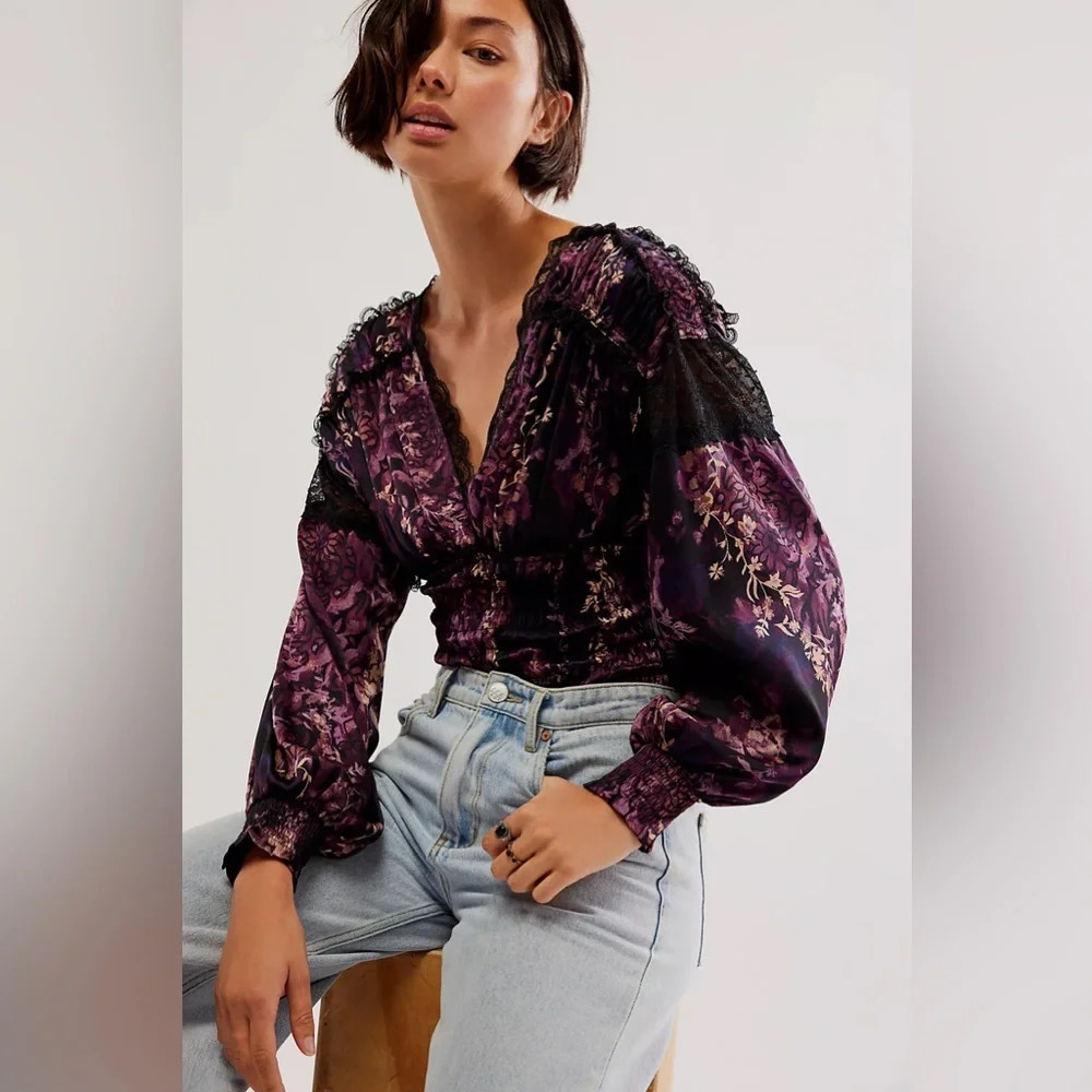 NWT Free People - Worth the wait mesh lace bodysuit top size XS